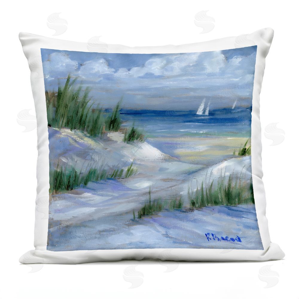 Paul Brent Crooked Island Dunes & Sailboats Outdoor Square Printed Throw Pillow