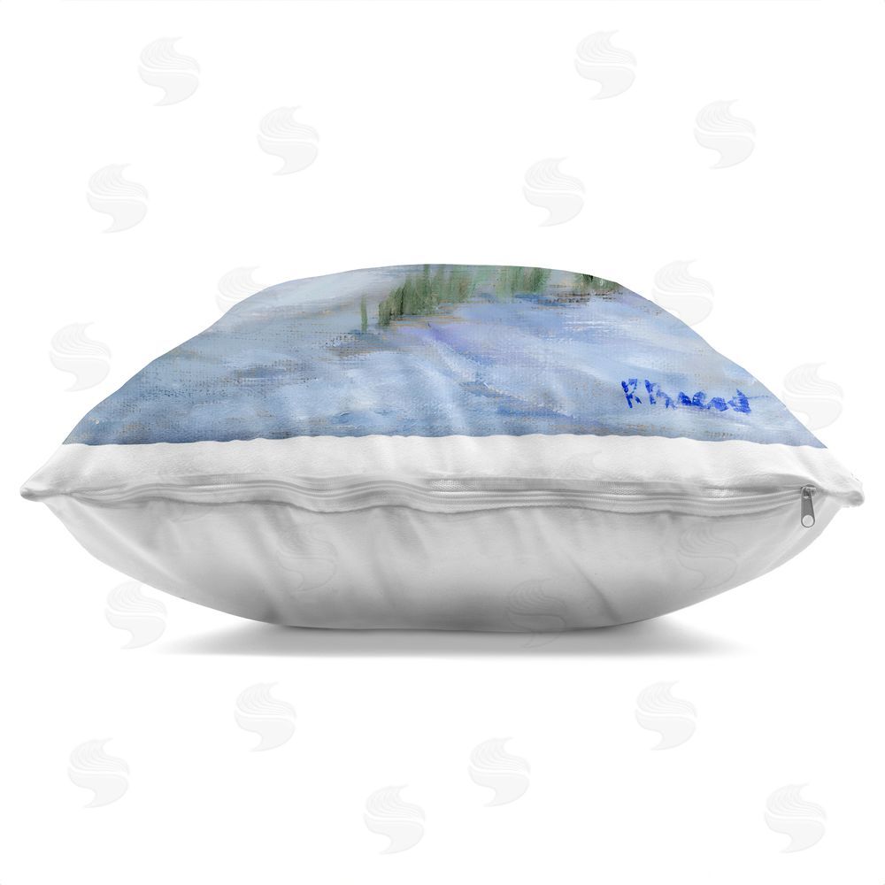 Paul Brent Crooked Island Dunes & Sailboats Square Printed Throw Pillow Side View with Zipper Detail