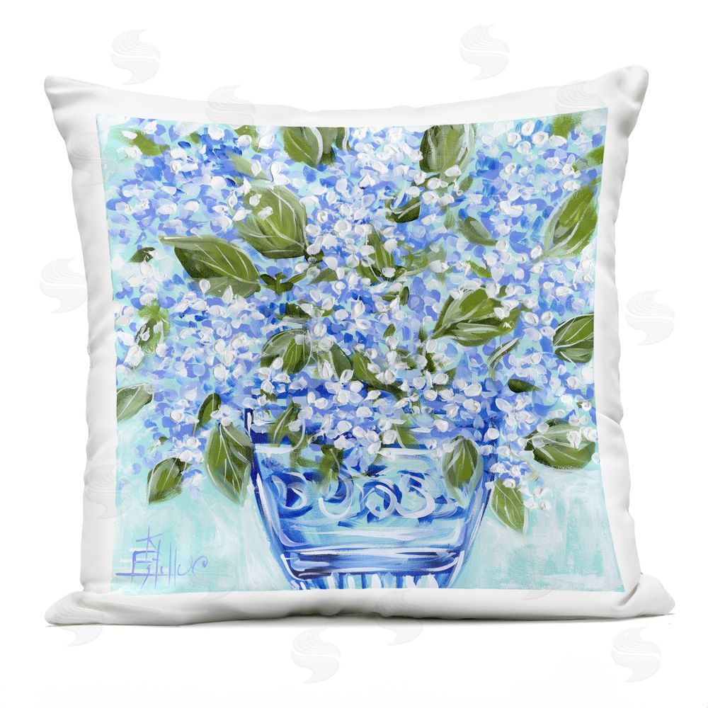 Estelle Grengs Cool Bouquets in Blue Vase Outdoor Square Printed Throw Pillow