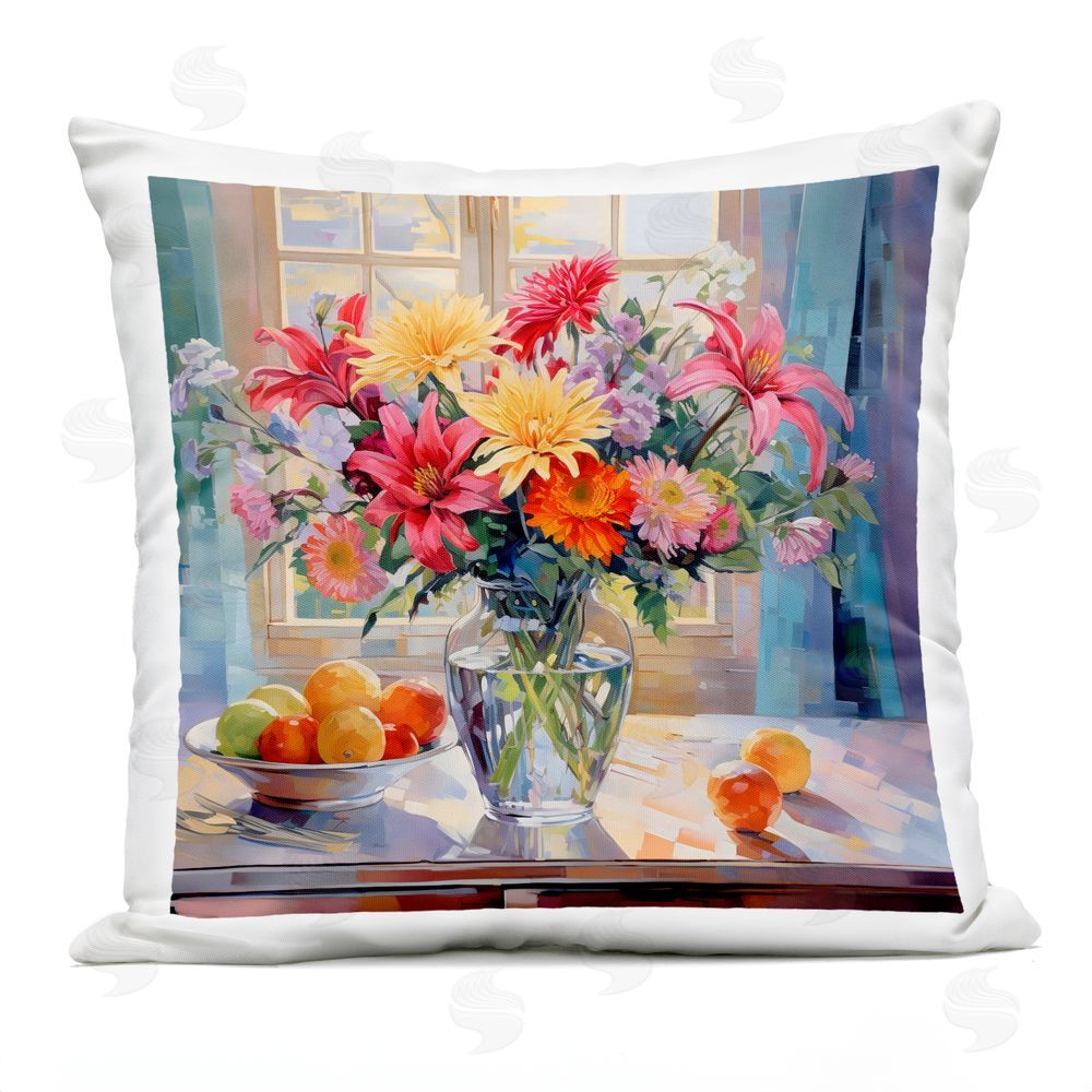Creative Studio Summer Flowers & Fruit Outdoor Square Printed Throw Pillow