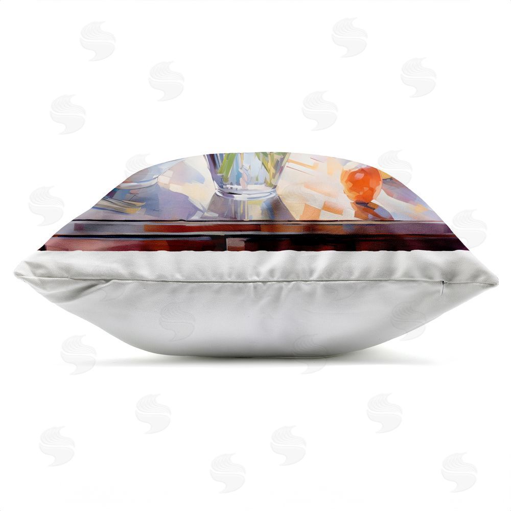 Creative Studio Summer Flowers & Fruit Outdoor Square Printed Throw Pillow Side View with Zipper Detail