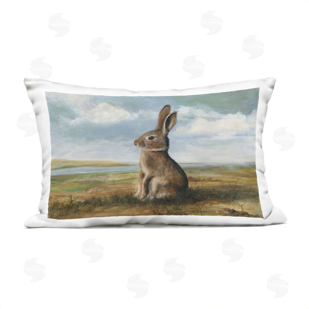 Michael Willett Classic Rabbit in Countryside Lumbar Outdoor Quick-Dry Polyester Throw Pillow