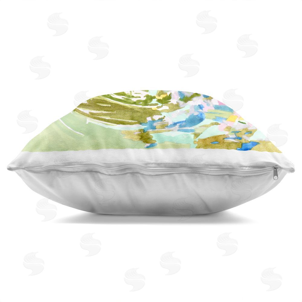 Melissa Wang Dynamic Flowing Color Indoor Plush Polyester Square Throw Pillow Zipper Detail