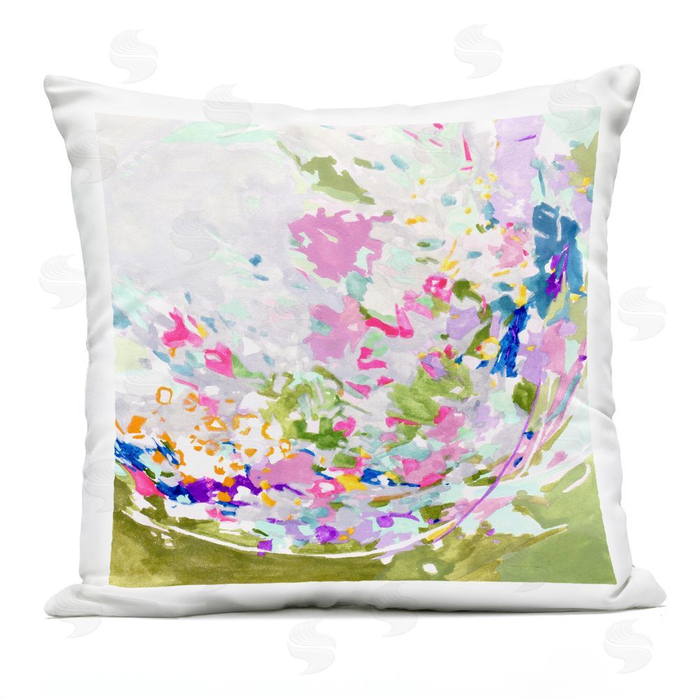 Melissa Wang Pastel Swirls of Color Outdoor Quick-Dry Polyester Square Throw Pillow