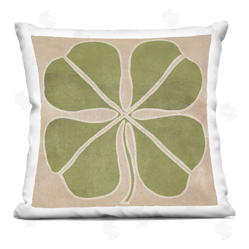 June Erica Vess Neutral Symmetrical Clover Square Printed Throw Pillow