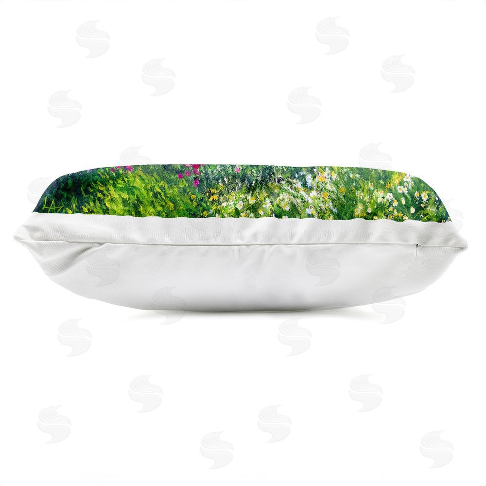 Lee Ann Zirbes Breath Of Spring Meadow Outdoor Quick-Dry Polyester Lumbar Pillow Zipper Detail
