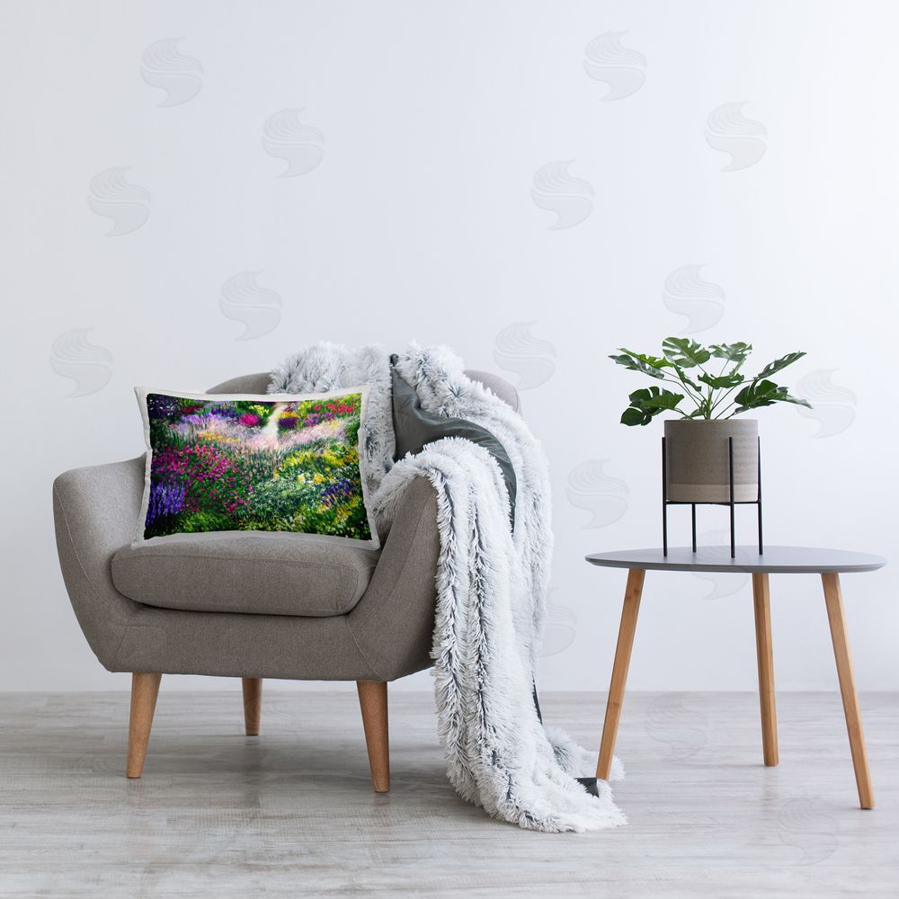 Lee Ann Zirbes Breath Of Spring Meadow Plush Polyester Printed Lumbar Pillow on Chair