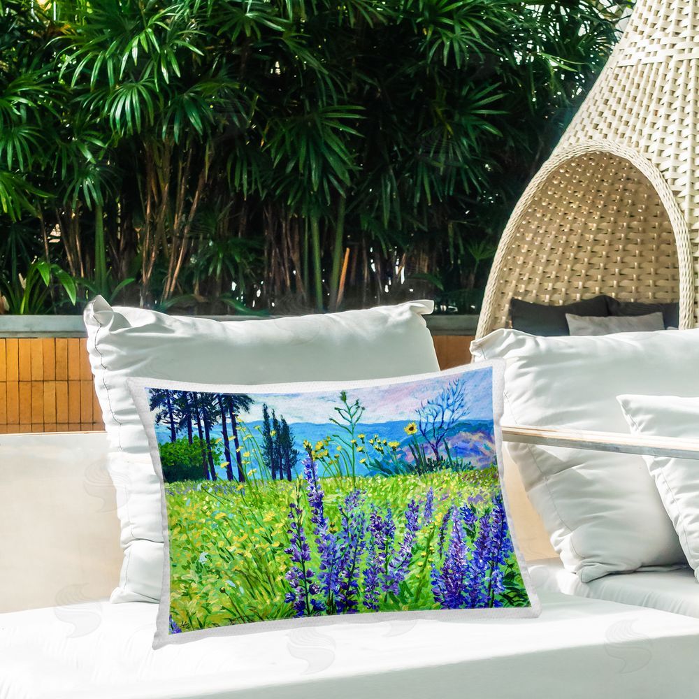Lee Ann Zirbes Vibrant Elevation Blooms Outdoor Rectugular Printed Throw Pillow on Patio
