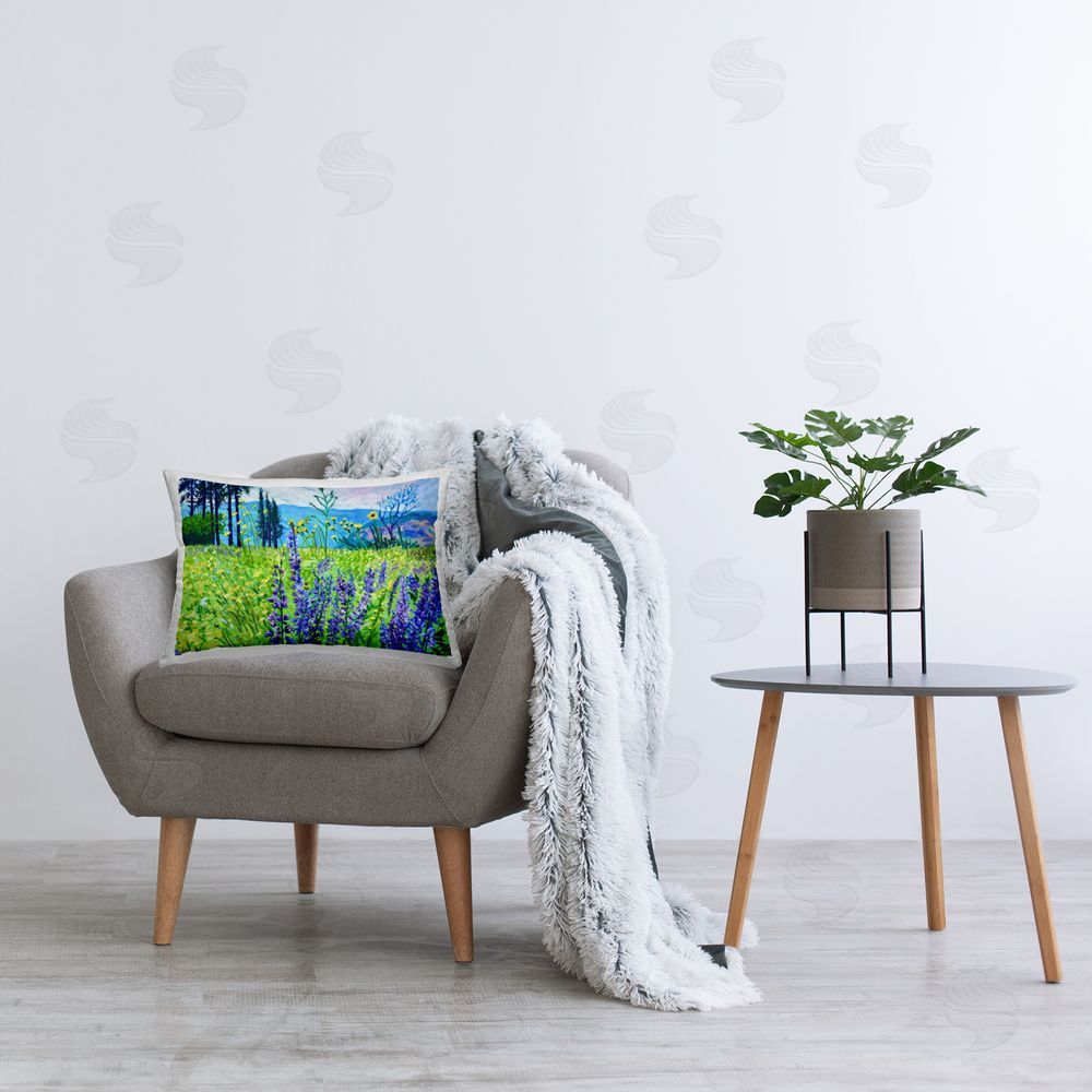 Lee Ann Zirbes Vibrant Elevation Blooms Rectugular Printed Throw Pillow on Chair