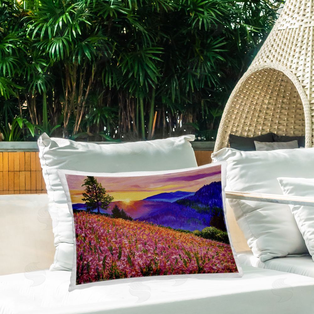 Lee Ann Zirbes Golden Moment Hillside View Outdoor Rectugular Printed Throw Pillow on Patio