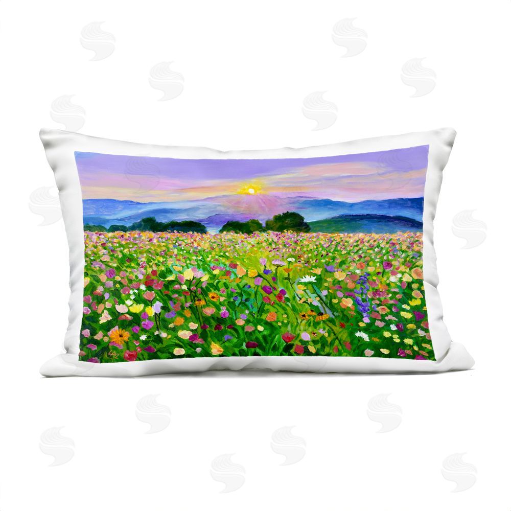 Lee Ann Zirbes Candy Colored Blooms Outdoor Rectugular Printed Throw Pillow