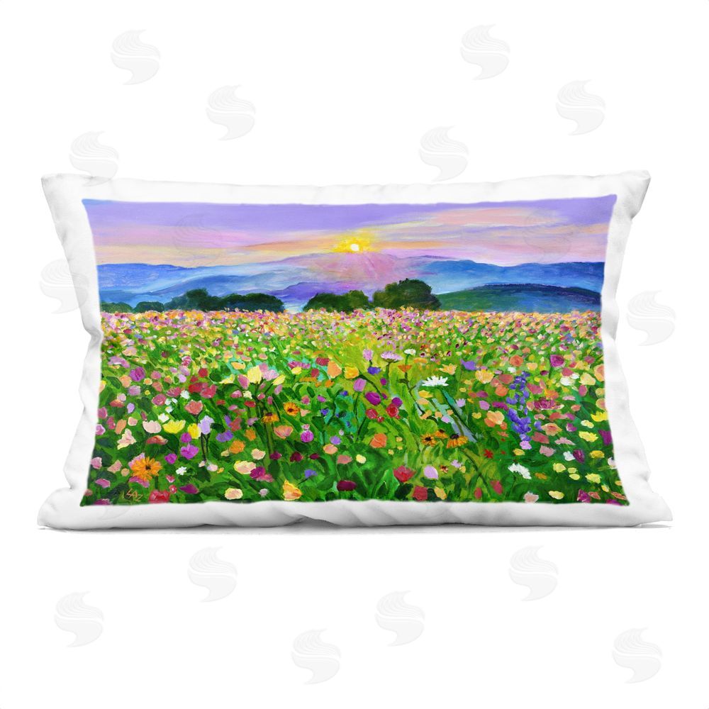 Lee Ann Zirbes Candy Colored Blooms Rectugular Printed Throw Pillow
