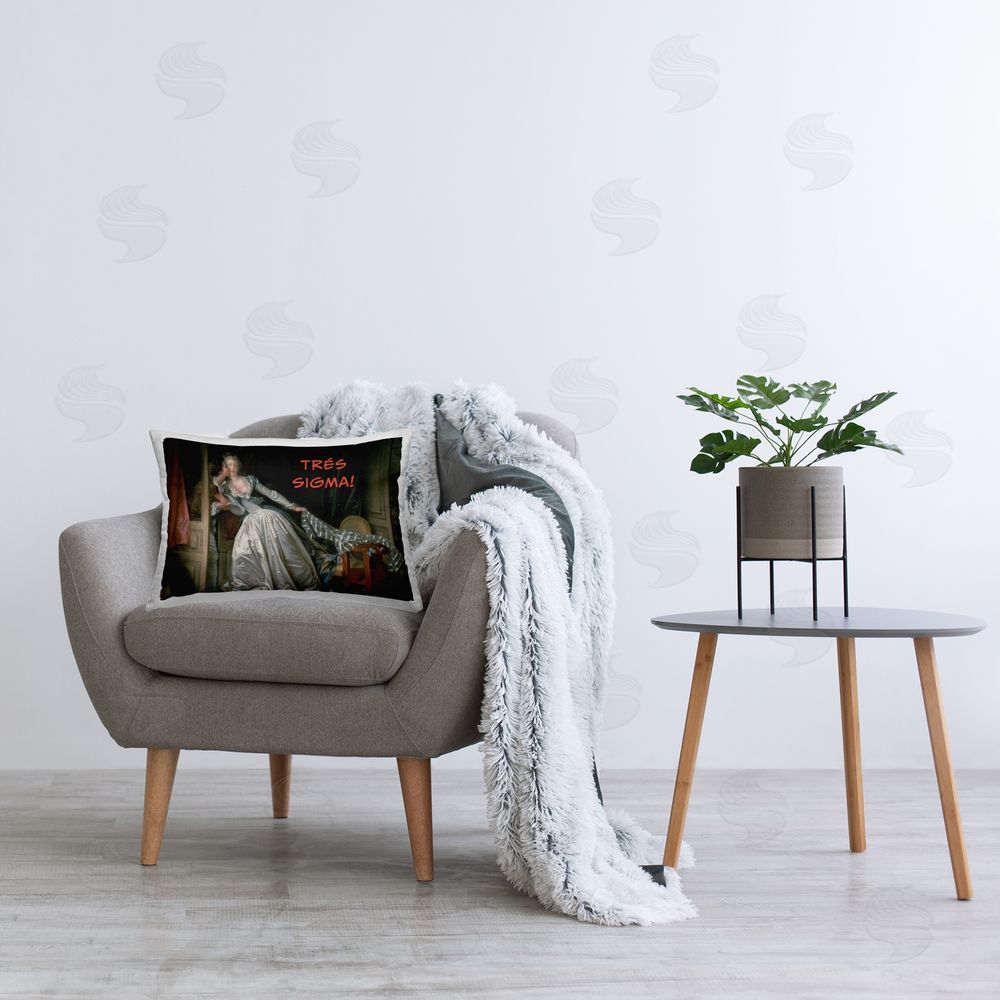 Grotto Studios Iconic Tres Sigma Printed Throw Pillow in Room
