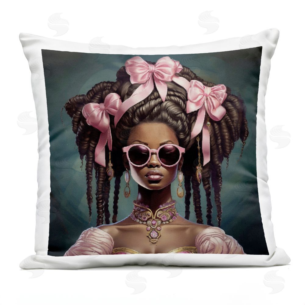 Grotto Studios Rococo Woman With Bows Outdoor Printed Throw Pillow