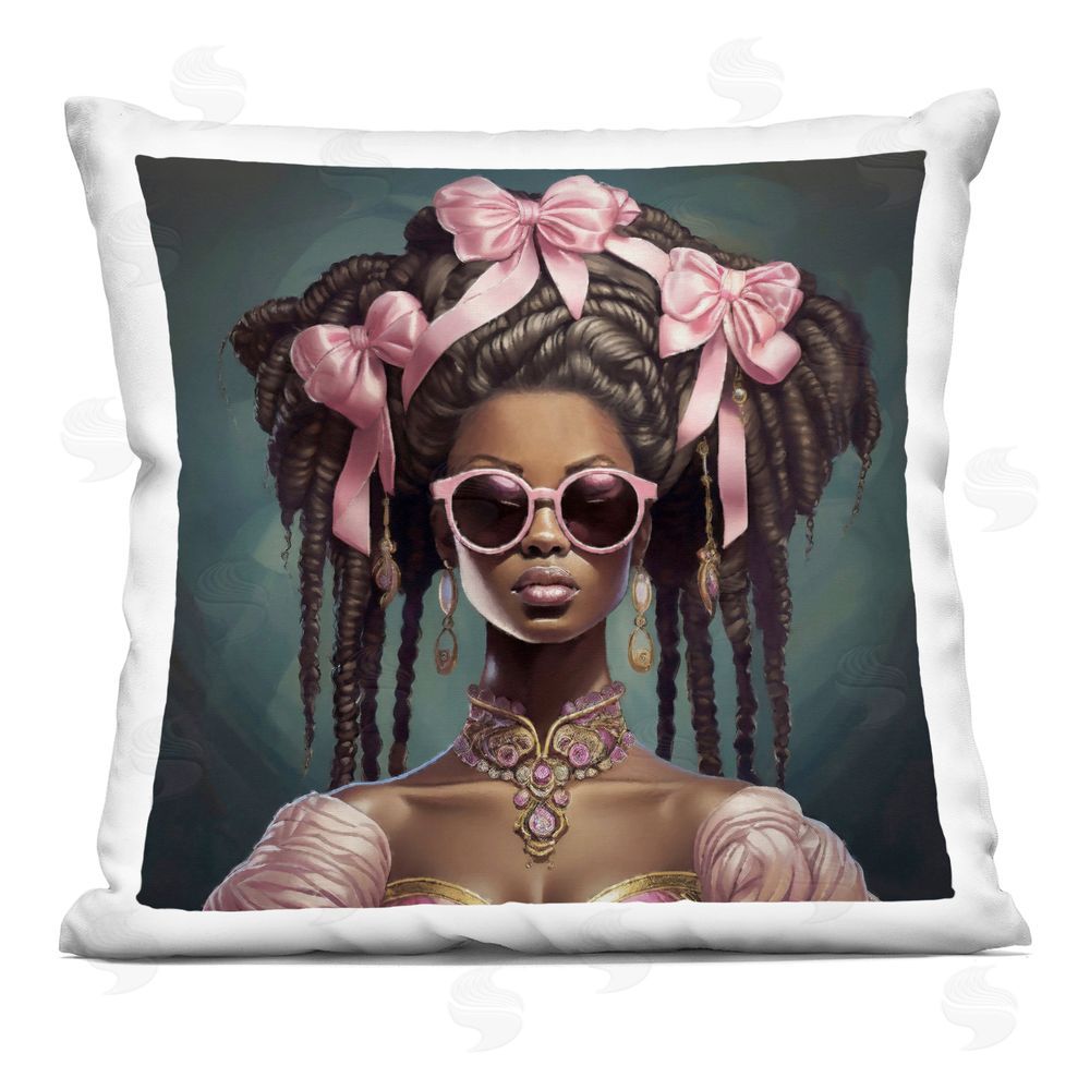 Grotto Studios Rococo Woman With Bows Printed Throw Pillow 