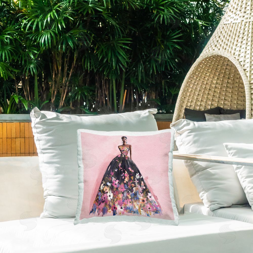 Svetlana Aleynikova Floral Reverie Gown Outdoor Quick-Dry Polyester Printed Square Pillow on Patio
