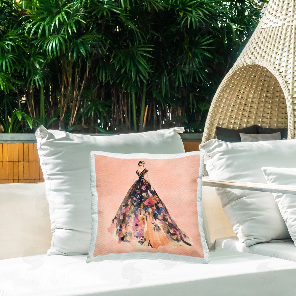 Svetlana Aleynikova Rose Gold Night Outdoor Quick-Dry Polyester Printed Square Pillow on Patio