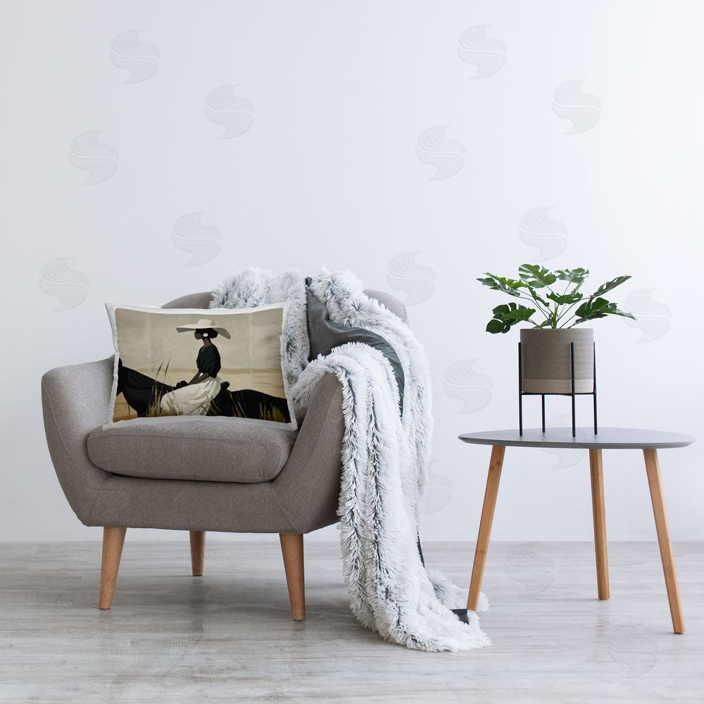 Svetlana Aleynikova Equestrian Elegance Silhouette Plush Polyester Printed Lumbar Pillow on Chair