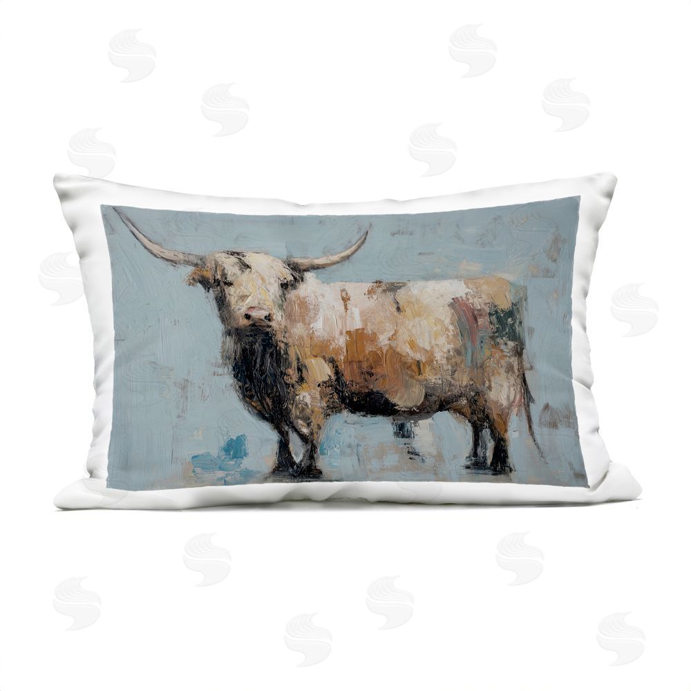 Svetlana Aleynikova Pasture King Horned Cattle Outdoor Quick-Dry Polyester Lumbar Pillow