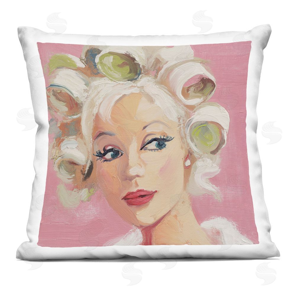 Svetlana Aleynikova Morning Glamour Hair Curlers Indoor Plush Polyester Square Throw Pillow