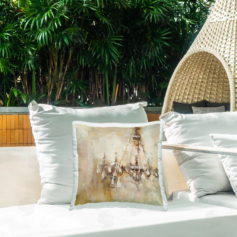 Svetlana Aleynikova Gilded Glow Vintage Chandelier Outdoor Quick-Dry Polyester Printed Square Pillow on Patio