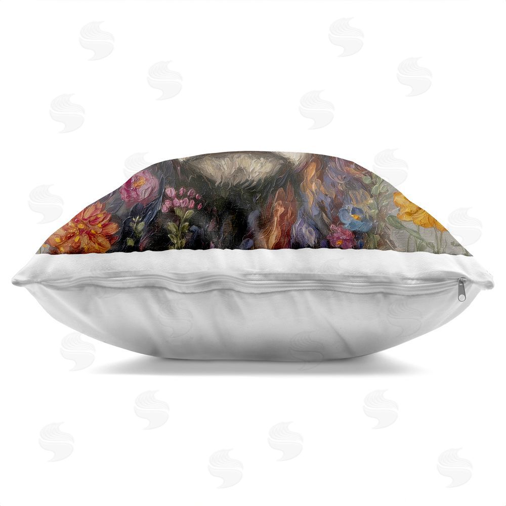 Svetlana Aleynikova Floral Crown & Bees Cattle Indoor Plush Polyester Square Throw Pillow Zipper Detail