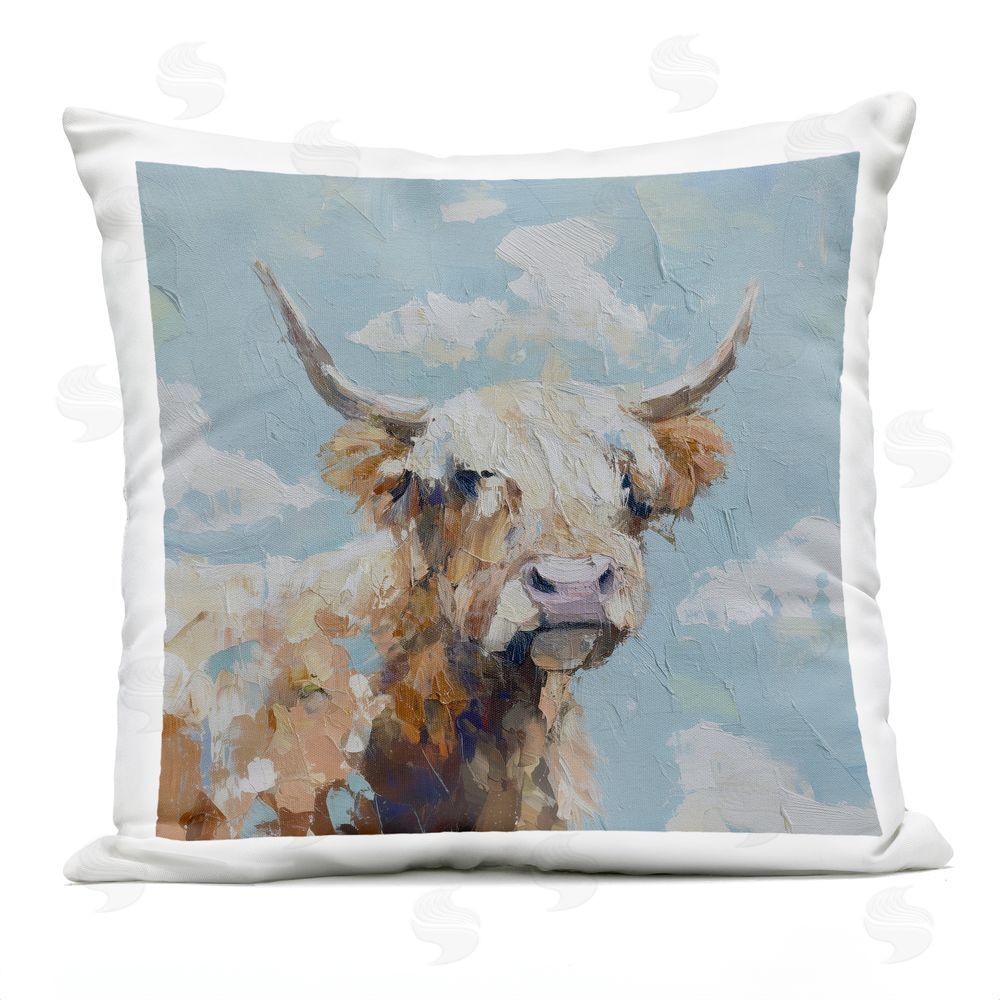 Svetlana Aleynikova Sky Gazer Highland Cattle Outdoor Quick-Dry Polyester Square Throw Pillow