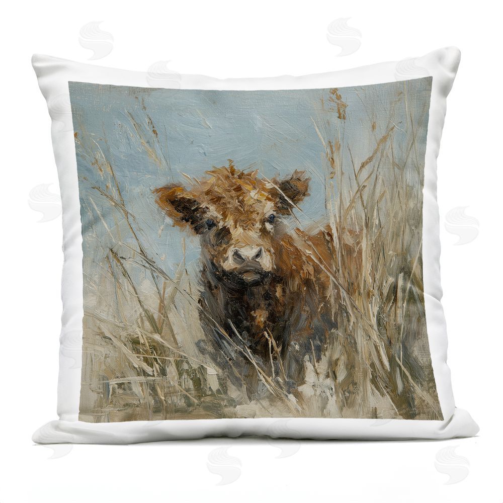 Svetlana Aleynikova Young Highlander in Tall Grass Outdoor Quick-Dry Polyester Square Throw Pillow