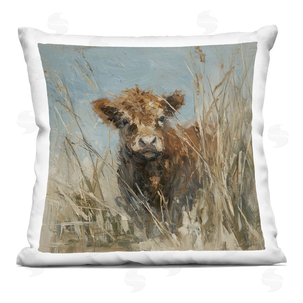 Svetlana Aleynikova Young Highlander in Tall Grass Indoor Plush Polyester Square Throw Pillow