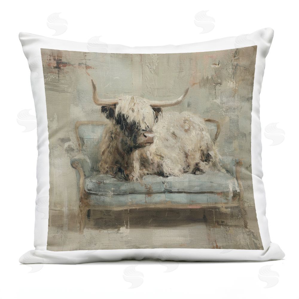 Svetlana Aleynikova Highland Rest Cozy Shaggy Cow Outdoor Quick-Dry Polyester Square Throw Pillow