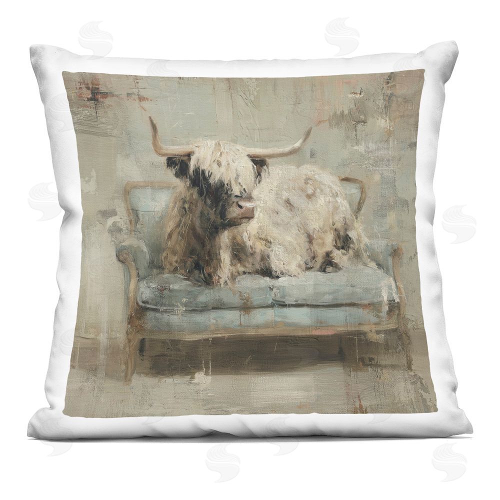 Svetlana Aleynikova Highland Rest Cozy Shaggy Cow Indoor Plush Polyester Square Throw Pillow