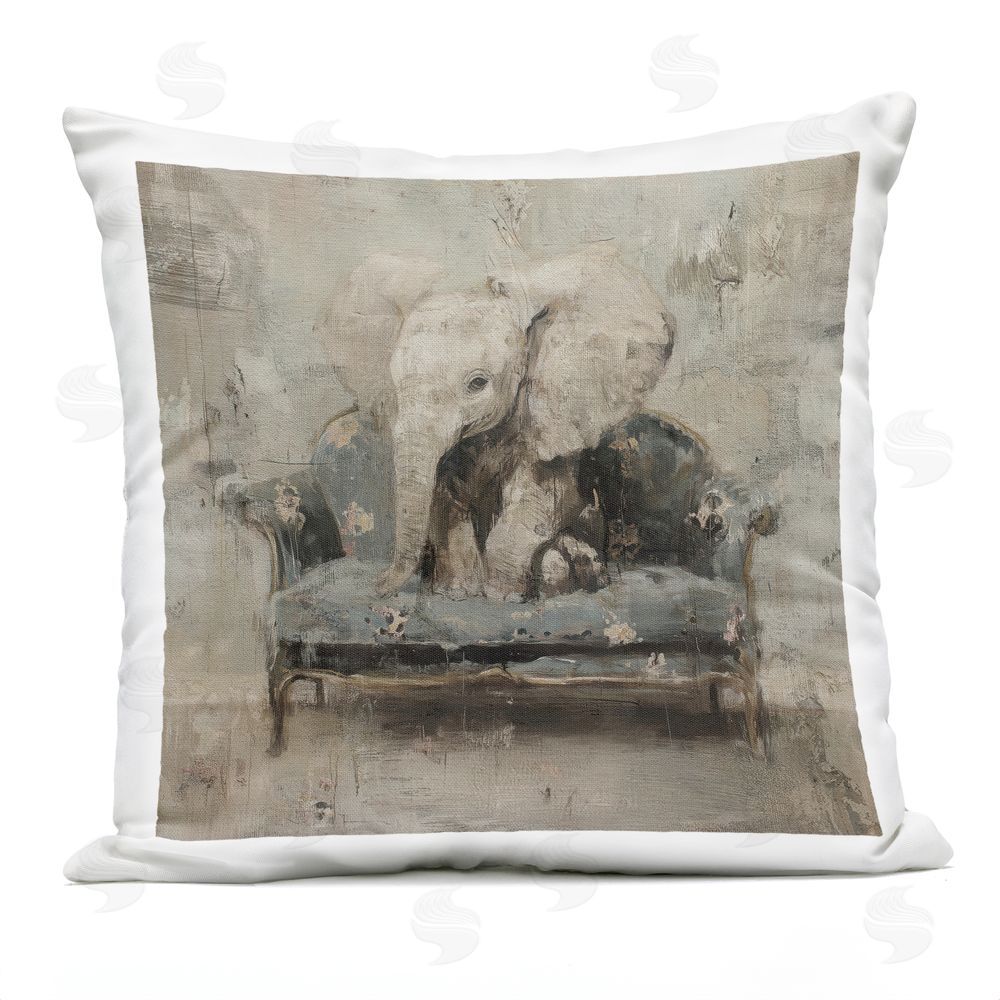 Svetlana Aleynikova Elephant Ease on Vintage Sofa Outdoor Quick-Dry Polyester Square Throw Pillow