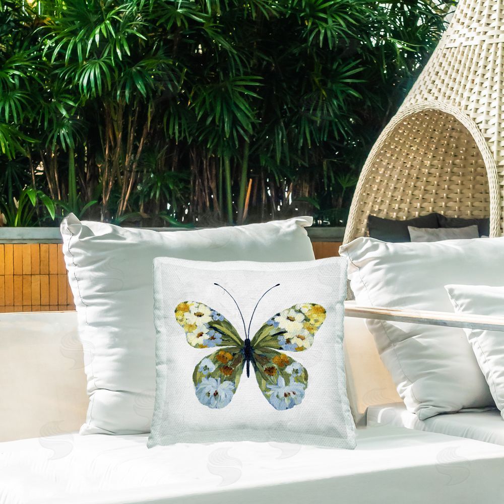 Lanie Loreth Garden Fresh Butterfly Outdoor Quick-Dry Polyester Printed Square Pillow on Patio