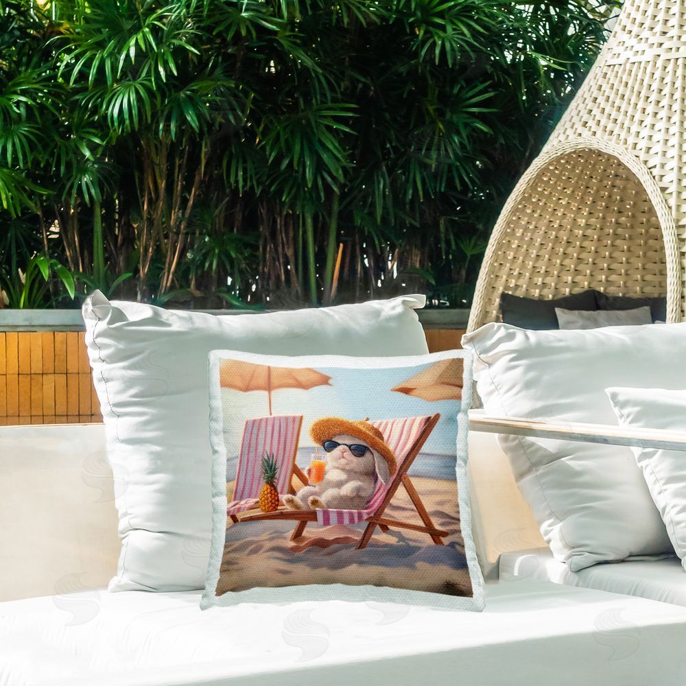 Lucia Heffernan Beach Bun Relaxation Square Printed Throw Pillow on Patio