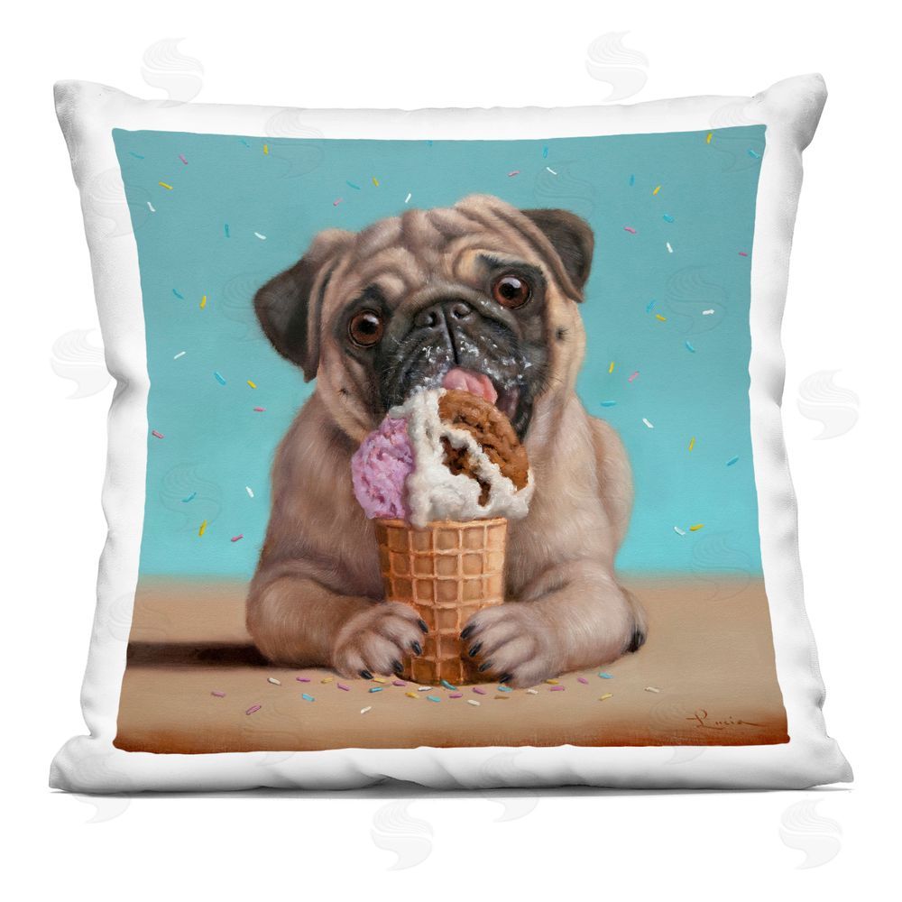 Lucia Heffernan Neapawlitan Ice Cream & Dog Square Printed Throw Pillow
