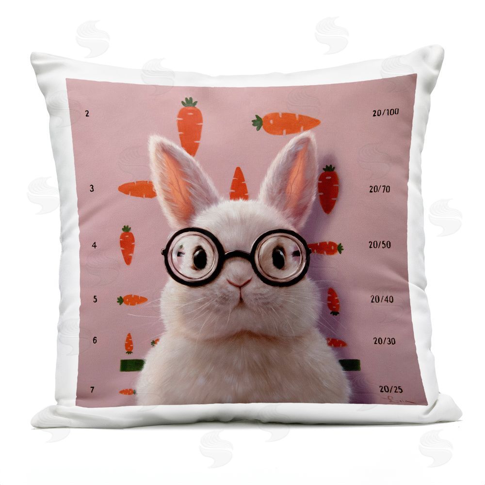 Lucia Heffernan Bunny & Carrots Eye Exam Outdoor Square Printed Throw Pillow