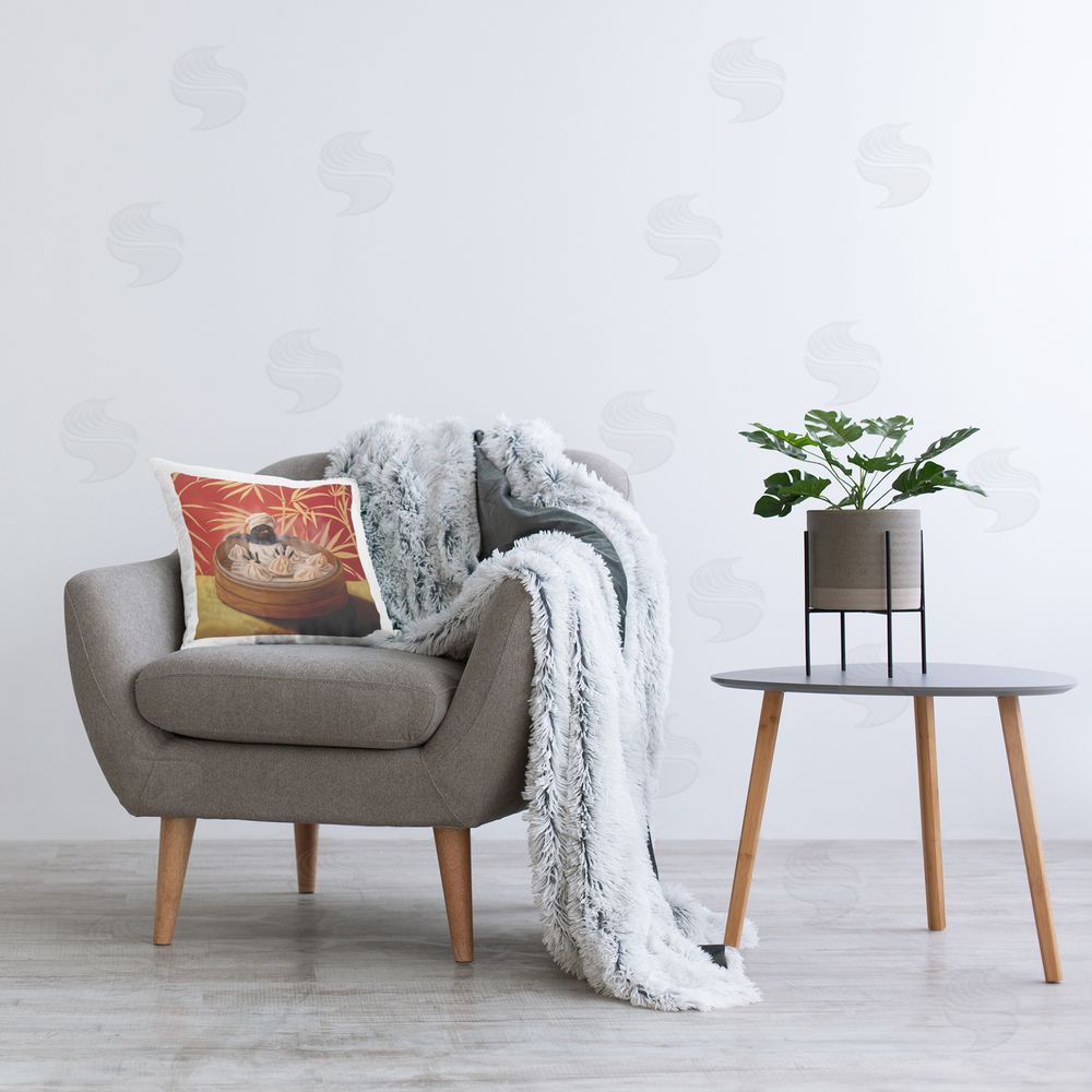 Lucia Heffernan Bamboo Steamer Bird Square Printed Throw Pillow on Chair