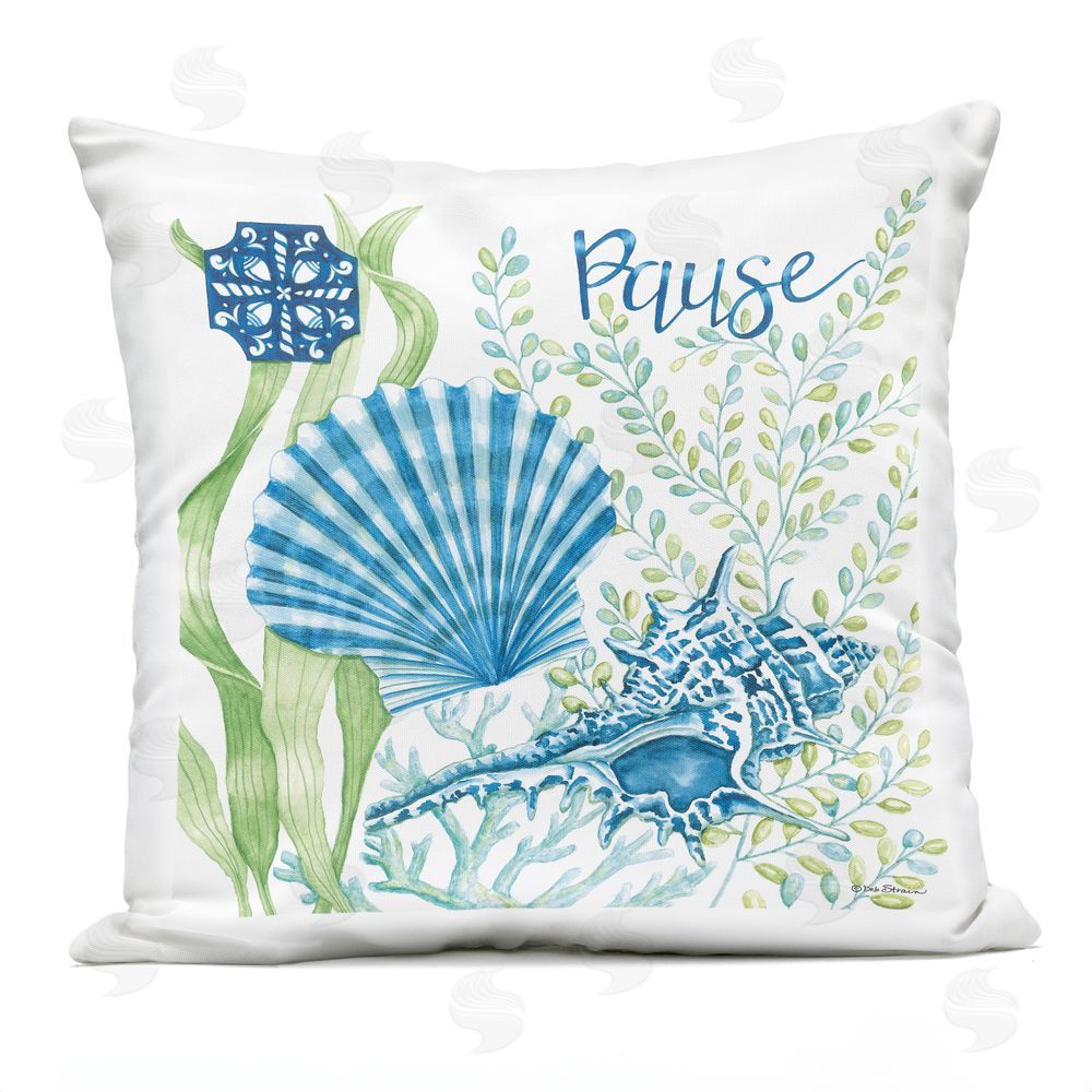 Deb Strain Pause Conch & Clamshell Outdoor Quick-Dry Polyester Square Throw Pillow