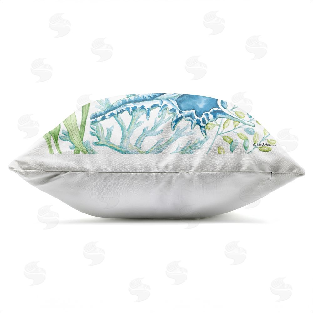 Deb Strain Pause Conch & Clamshell Outdoor Quick-Dry Polyester Square Throw Pillow Zipper Detail