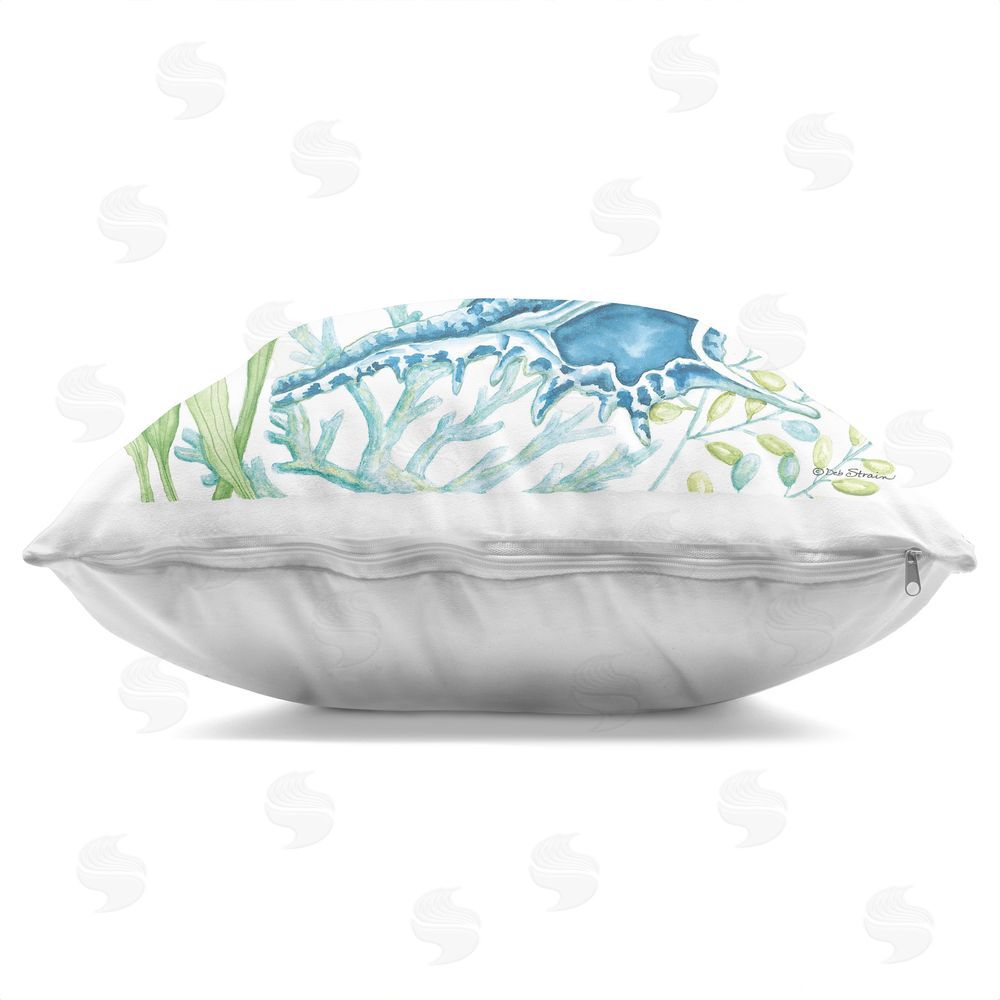 Deb Strain Pause Conch & Clamshell Indoor Plush Polyester Square Throw Pillow Zipper Detail