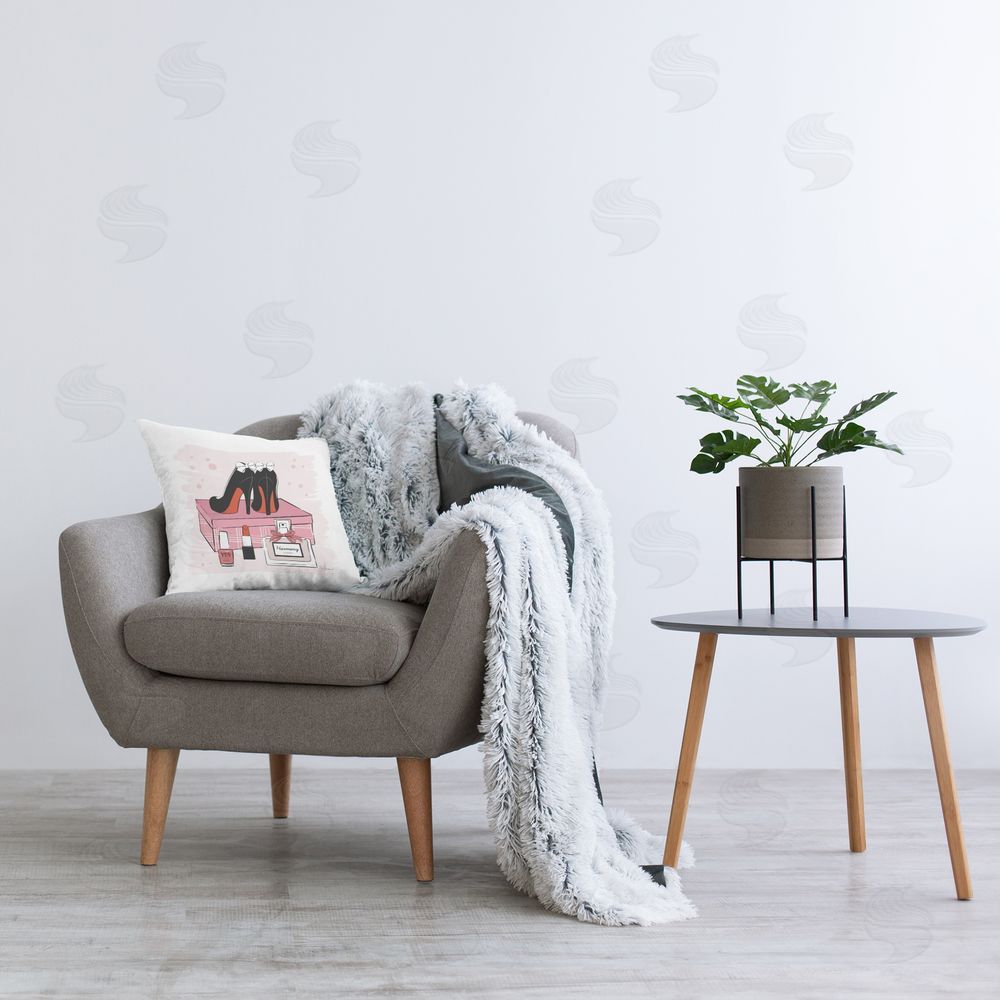 Martina Pavlova Harmony Perfume & Heels Plush Polyester Printed Square Pillow on Chair