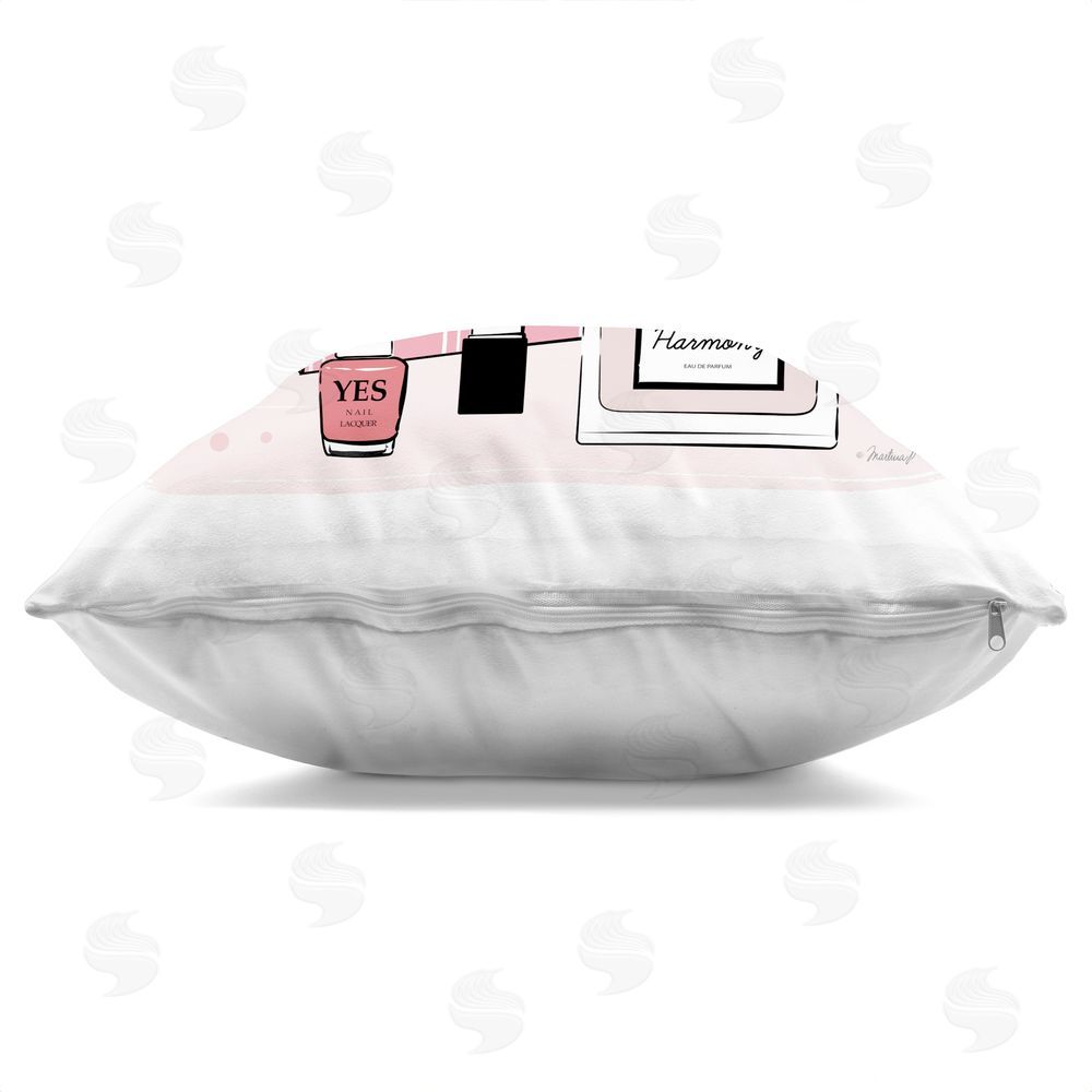 Martina Pavlova Harmony Perfume & Heels Indoor Plush Polyester Square Throw Pillow Zipper Detail