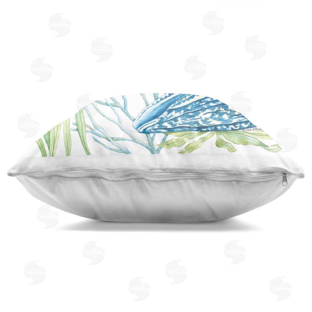 Deb Strain Unwind Sand Dollar & Shell Indoor Plush Polyester Square Throw Pillow Zipper Detail