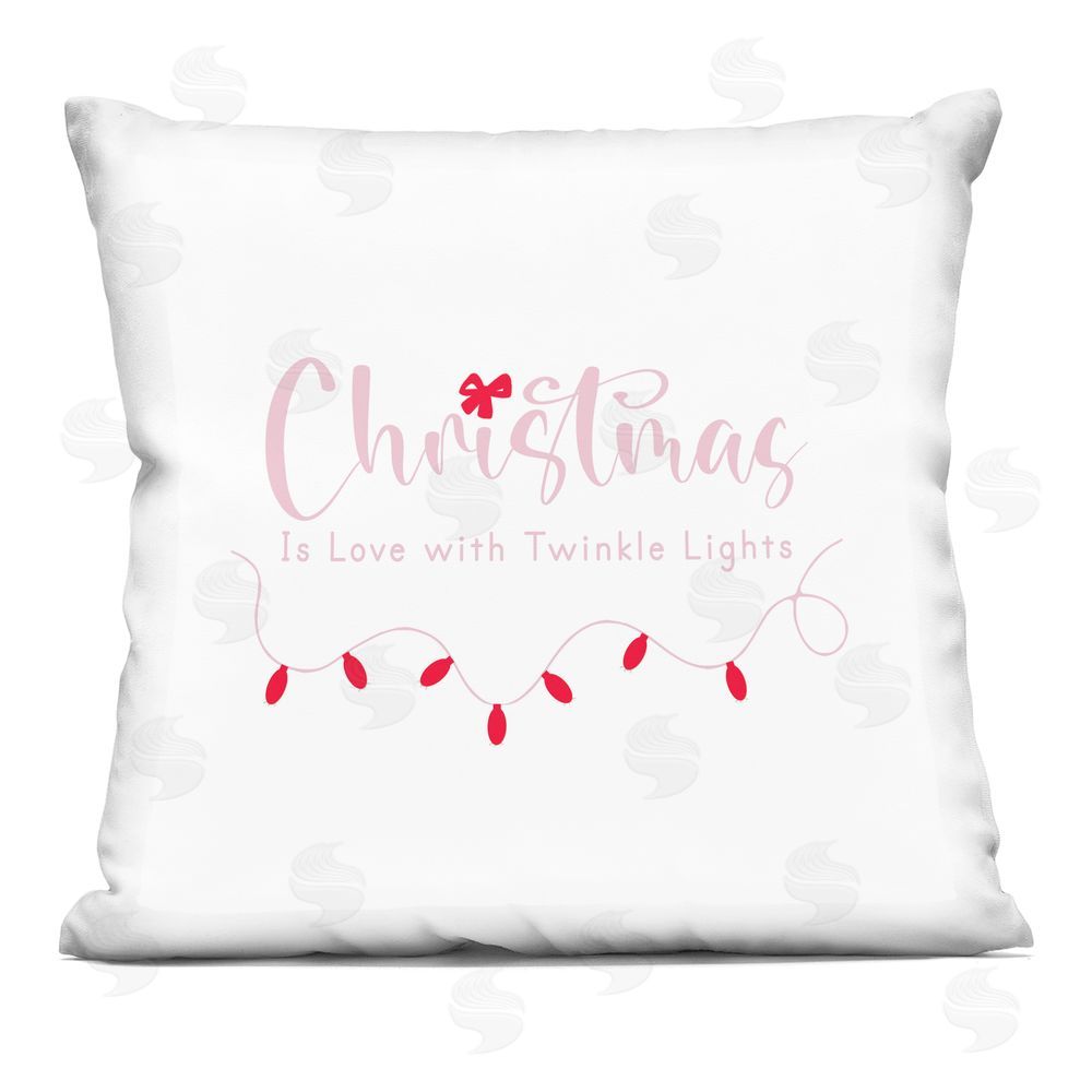 Lauren Rader Love & Twinkle Lights Christmas Square Printed Throw Pillow