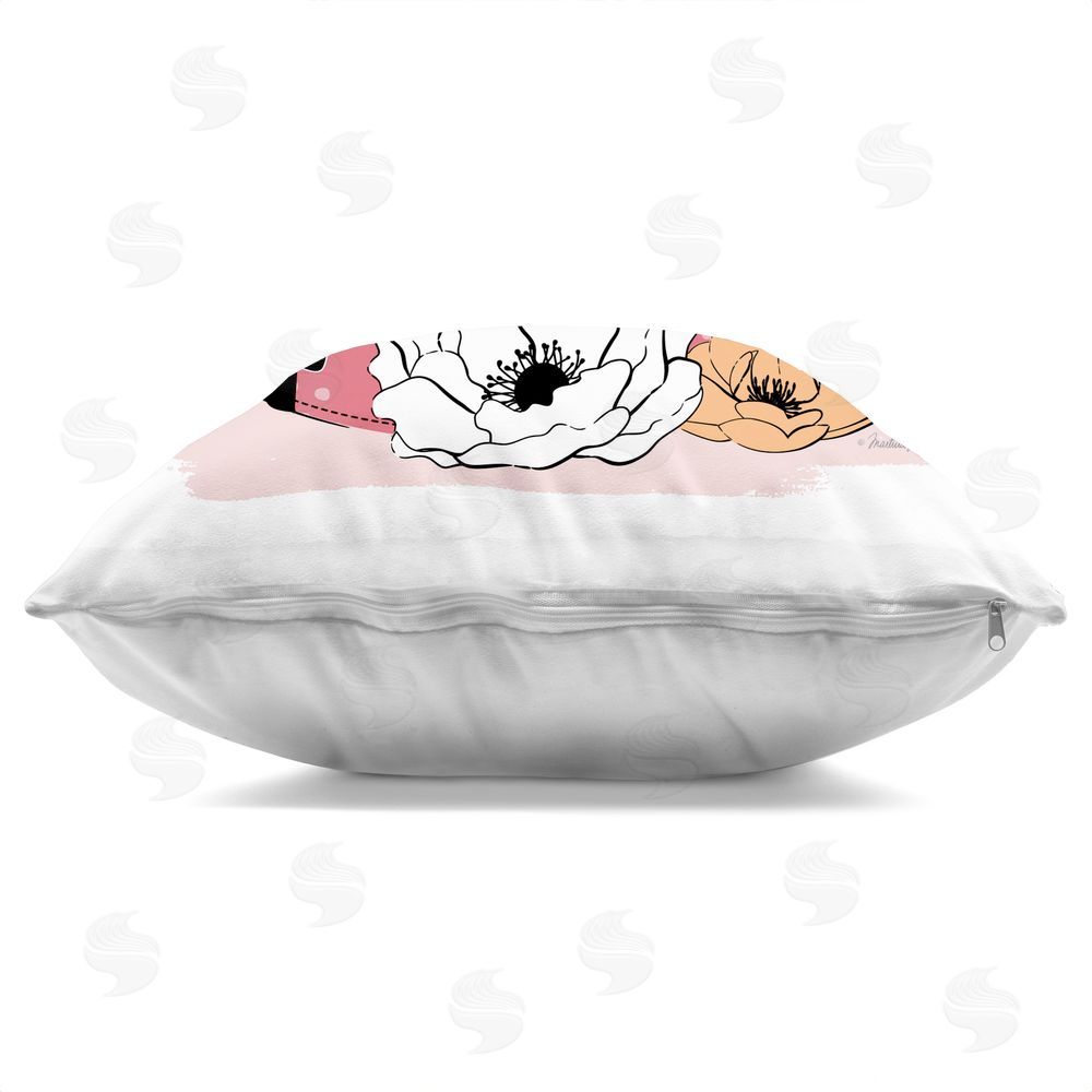 Martina Pavlova Pink Love Perfume & Macarons Indoor Plush Polyester Square Throw Pillow Zipper Detail