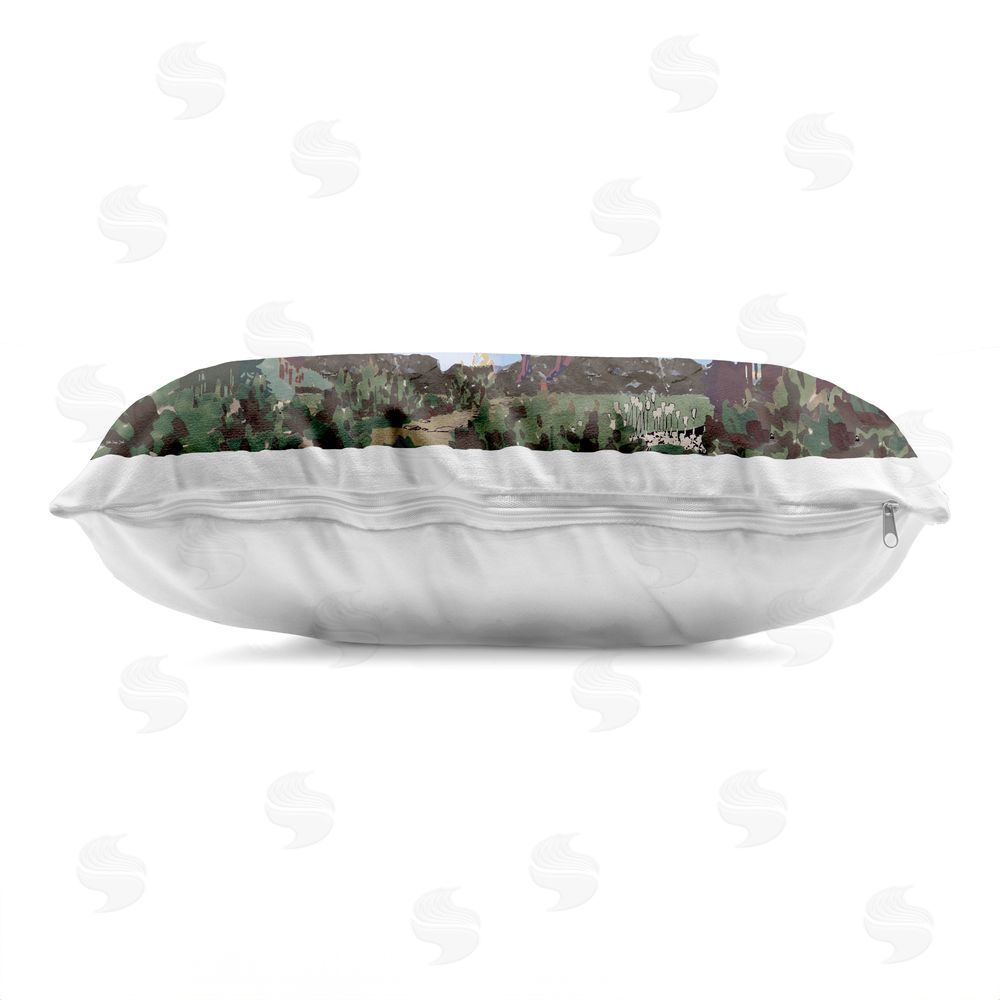 Stellar Design Studio Two Rams by Lake Side Indoor Plush Polyester Lumbar Pillow Zipper Detail
