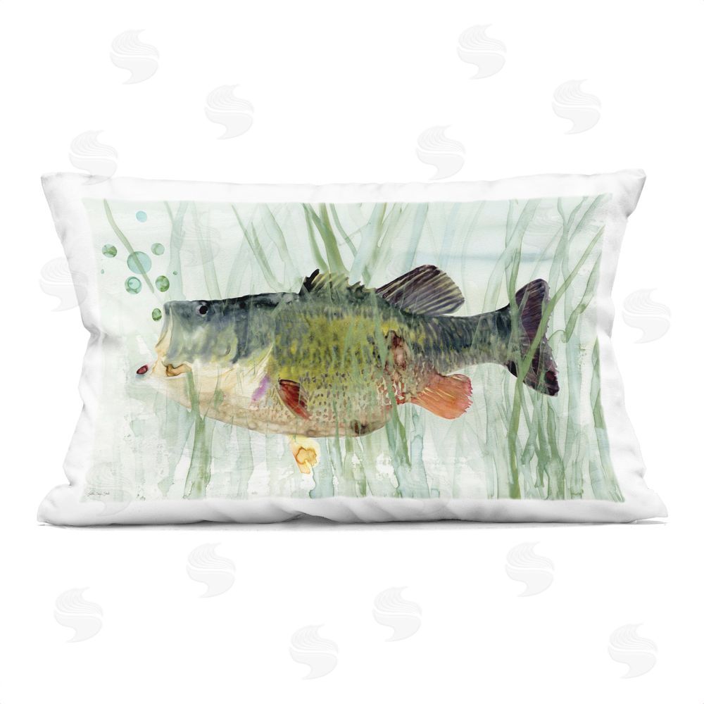Stellar Design Studio Green Fish Among Reeds Indoor Plush Polyester Lumbar Pillow