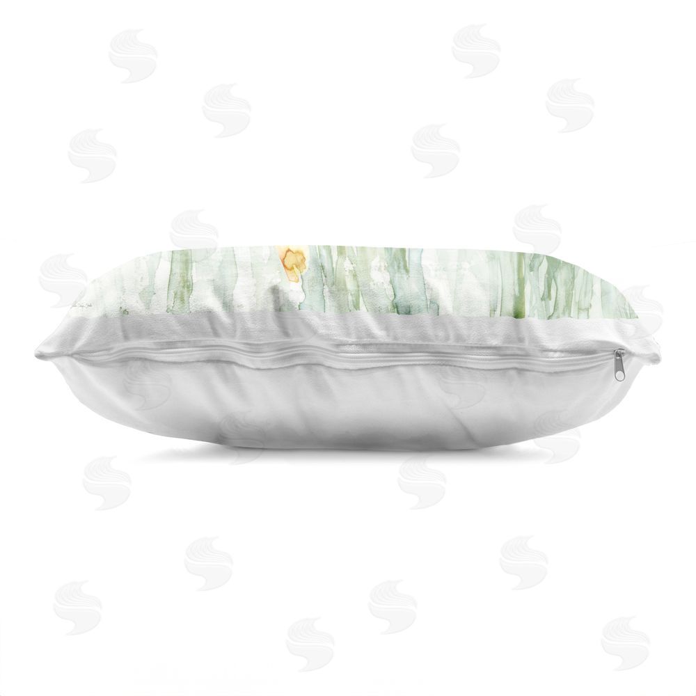 Stellar Design Studio Green Fish Among Reeds Indoor Plush Polyester Lumbar Pillow Zipper Detail