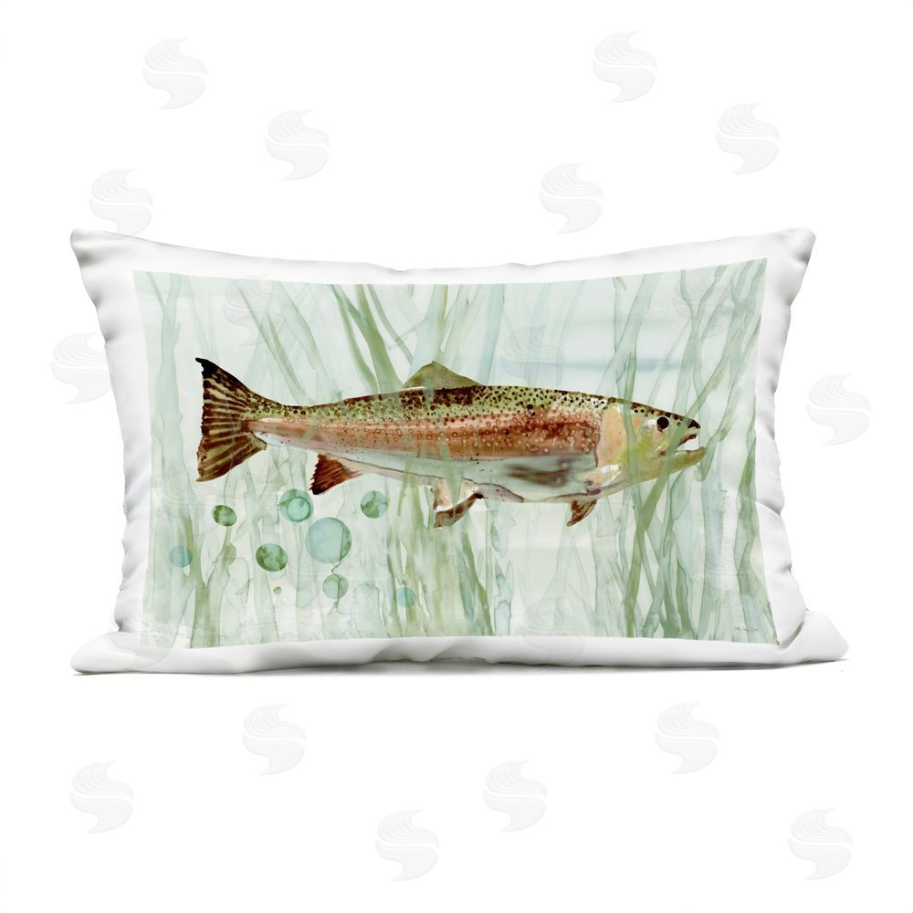 Stellar Design Studio Rainbow Trout Among Reeds Outdoor Quick-Dry Polyester Lumbar Pillow