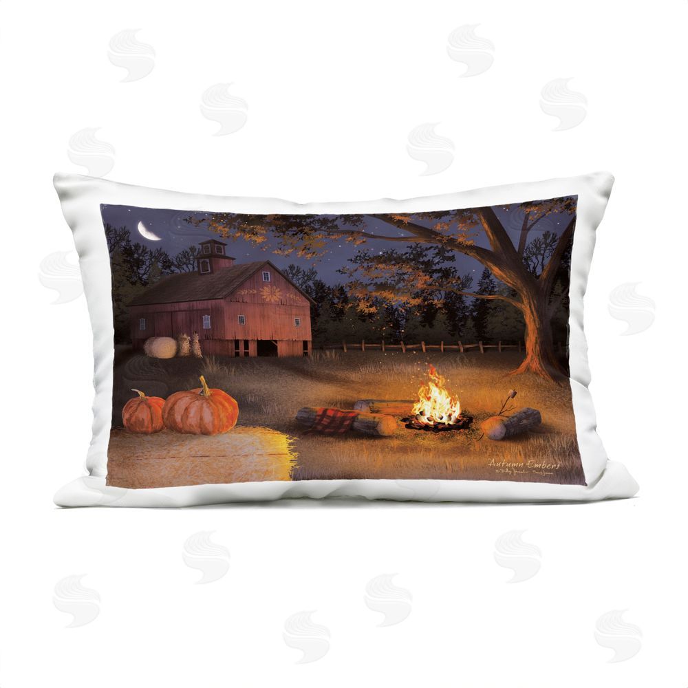 Billy Jacobs Calm Autumnal Night Fire Pit Outdoor Rectugular Printed Throw Pillow